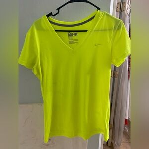 Nike V-Neck Athletic Dry fit T-shirt Bundle (Neon Yellow and White)